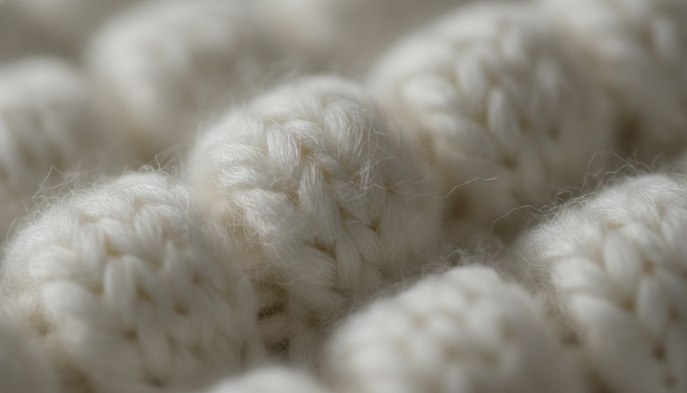 Gros plan sur les bouclettes épaisses et le tricot côtelé de la fibre mérinos
