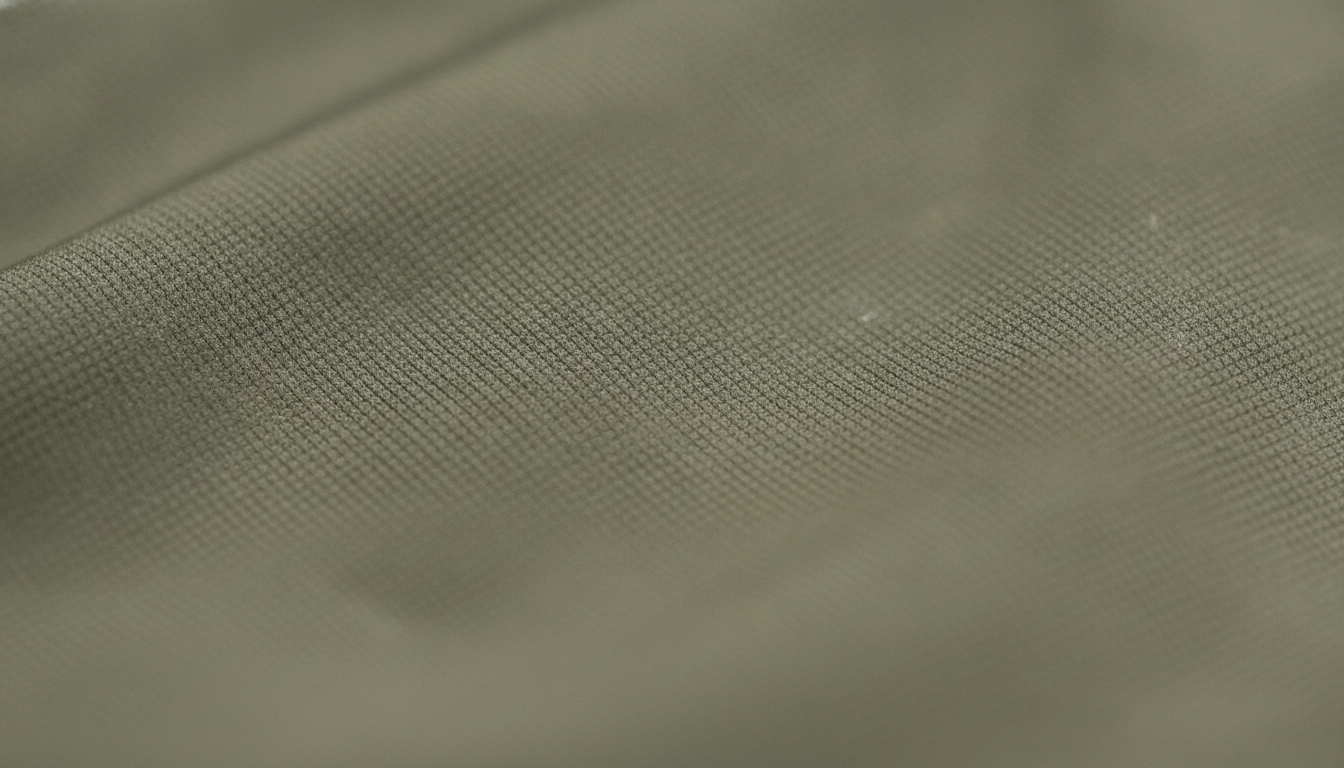 Gros plan sur tissu ripstop respirant, coutures plates et poche zippée latérale.