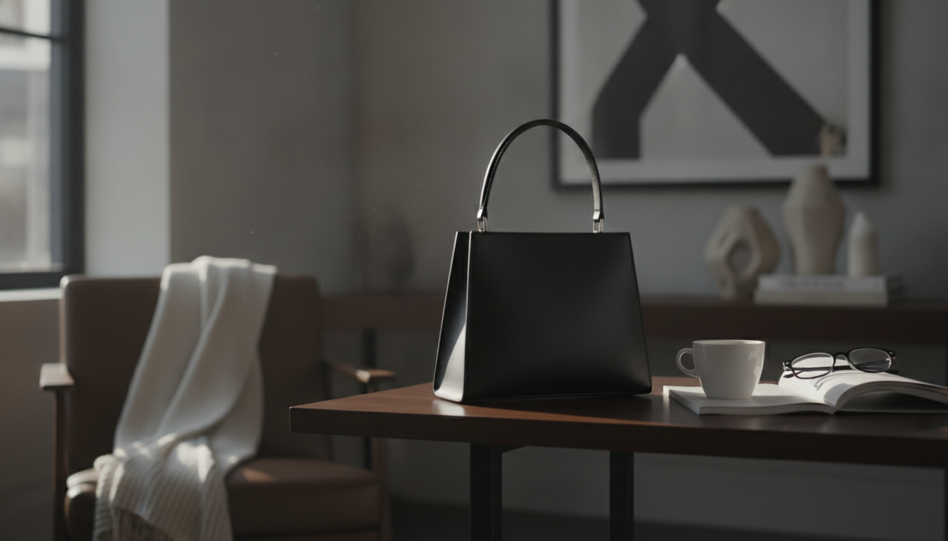 Une silhouette élégante, ce sac carré rouge vif sublime une tenue décontractée au café.