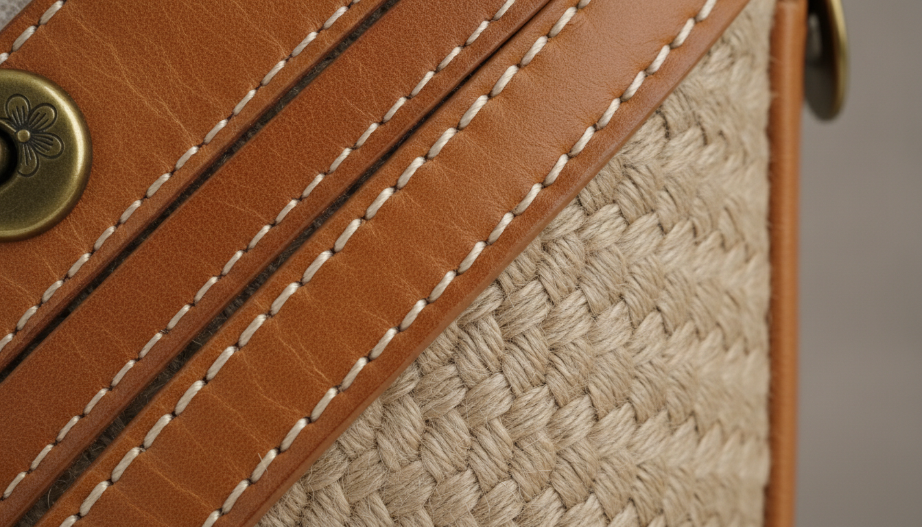 Texture veloutée avec des coutures délicates et des détails en laiton poli.