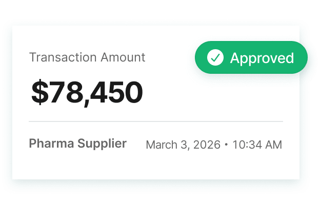 Approved transaction for a pharma supplier
