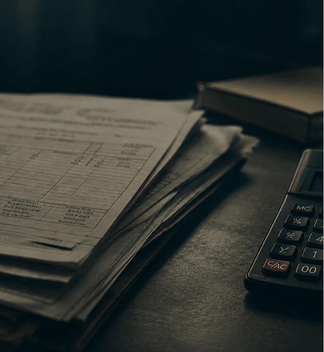 Financial paperwork and calculator