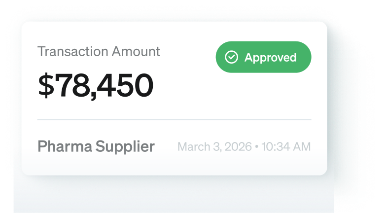 Approved high volume pharma transaction