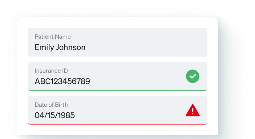 Verified patient details with error flagging