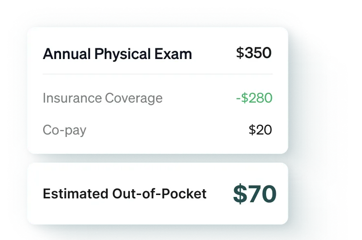 Estimated out-of-pocket cost breakdown