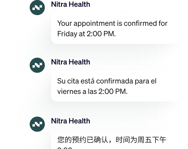 Appointment confirmations in multiple languages
