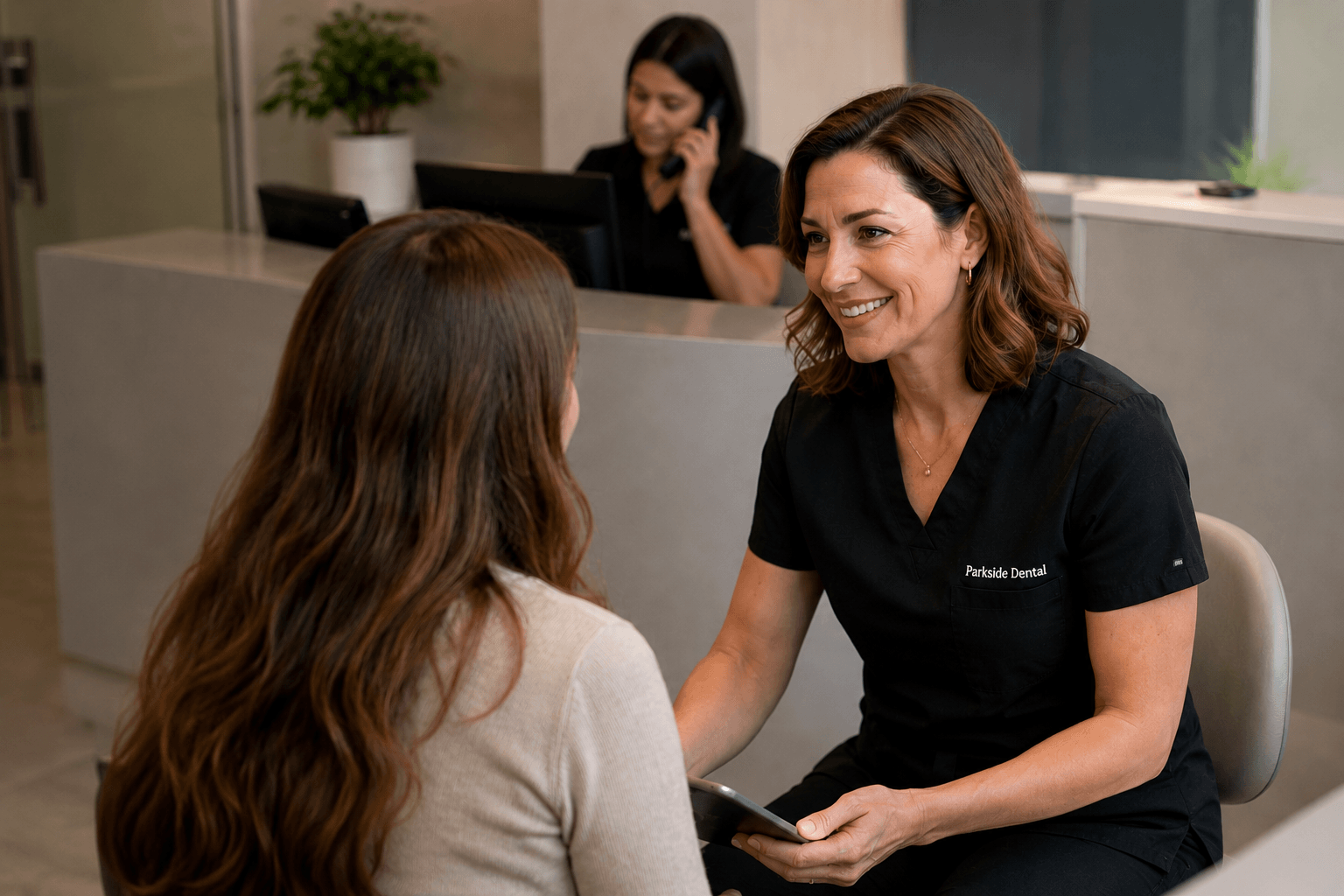 Front-desk staff member at a medical practice