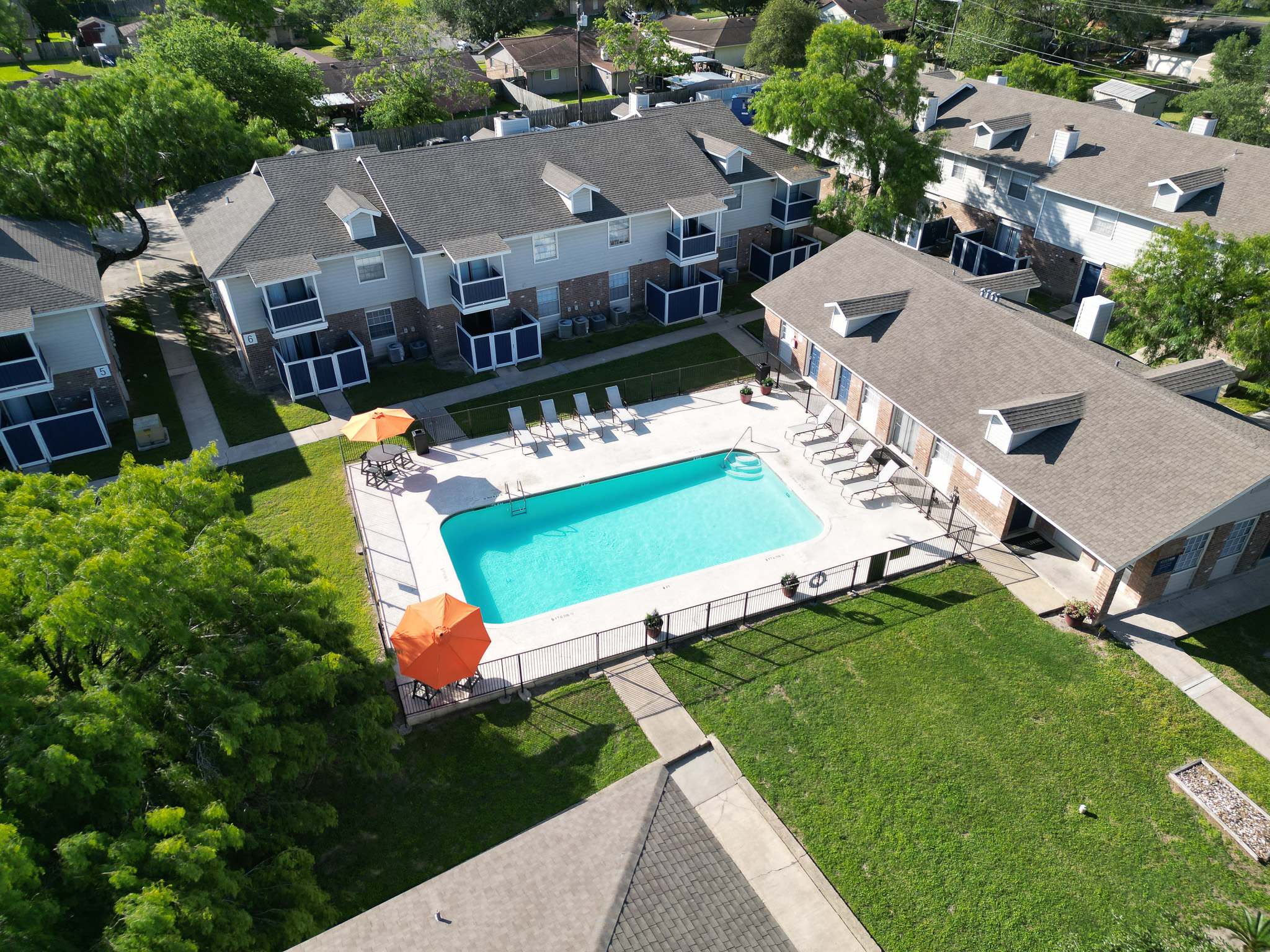 Aerial view of Churchill Square apartments in Corpus Christi