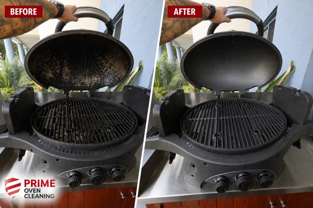 Technician cleaning BBQ