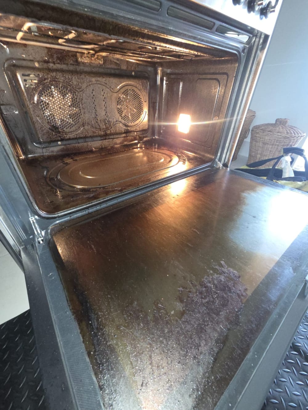 Oven before professional cleaning in Newcastle
