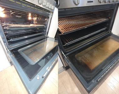Clean oven door glass