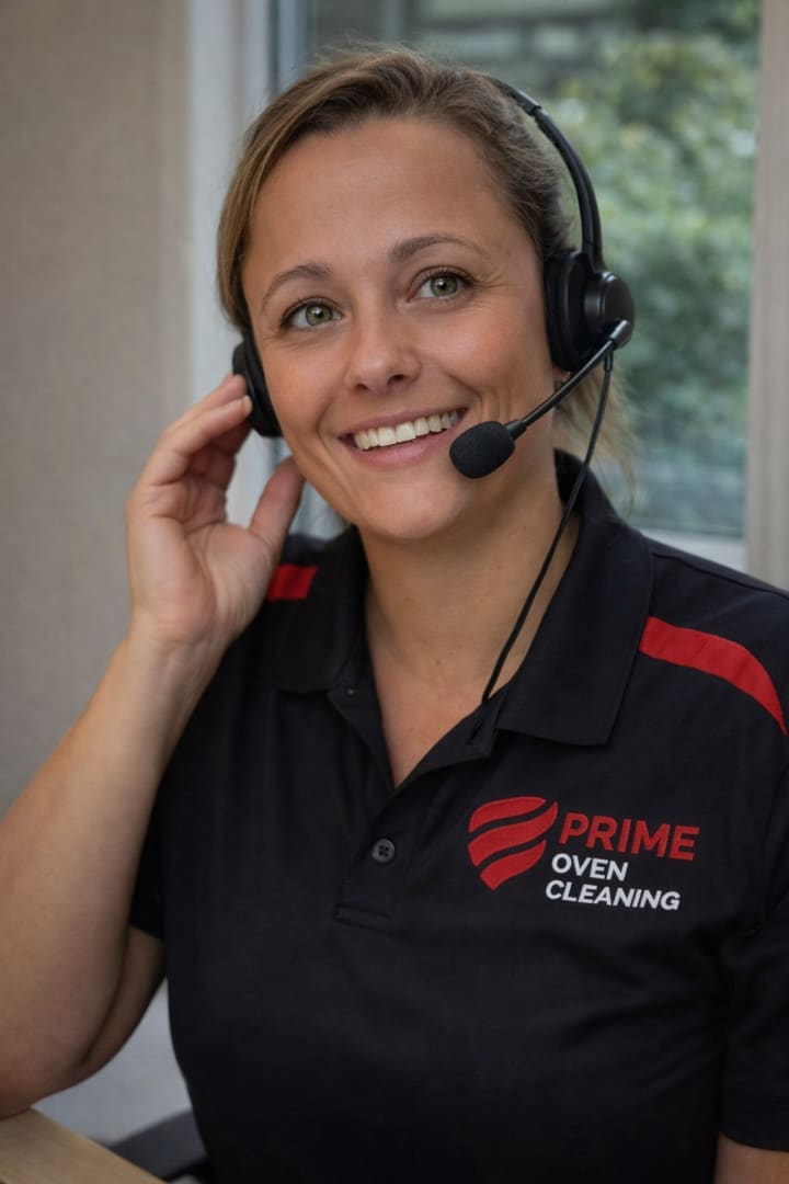 Karla from Prime Oven Cleaning providing friendly customer support