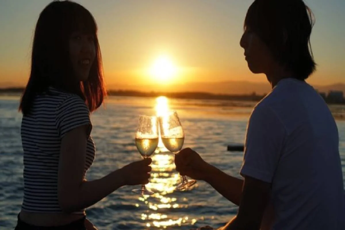 Couple watching the sunset together