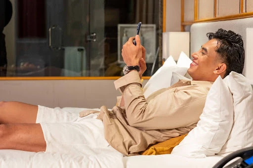 A man lying in bed