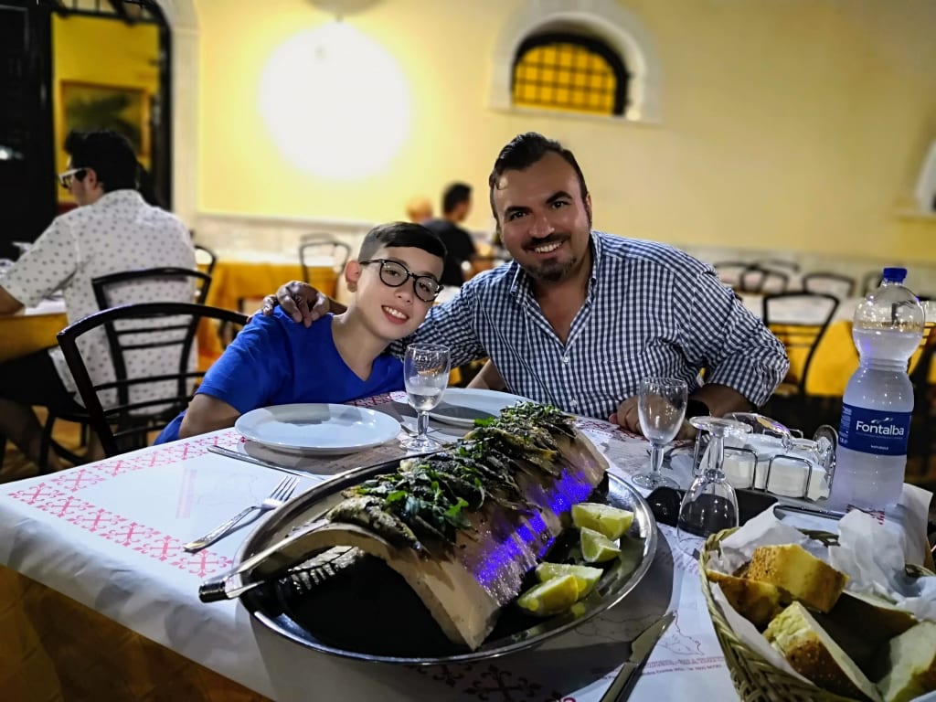 A cena con il nipotino