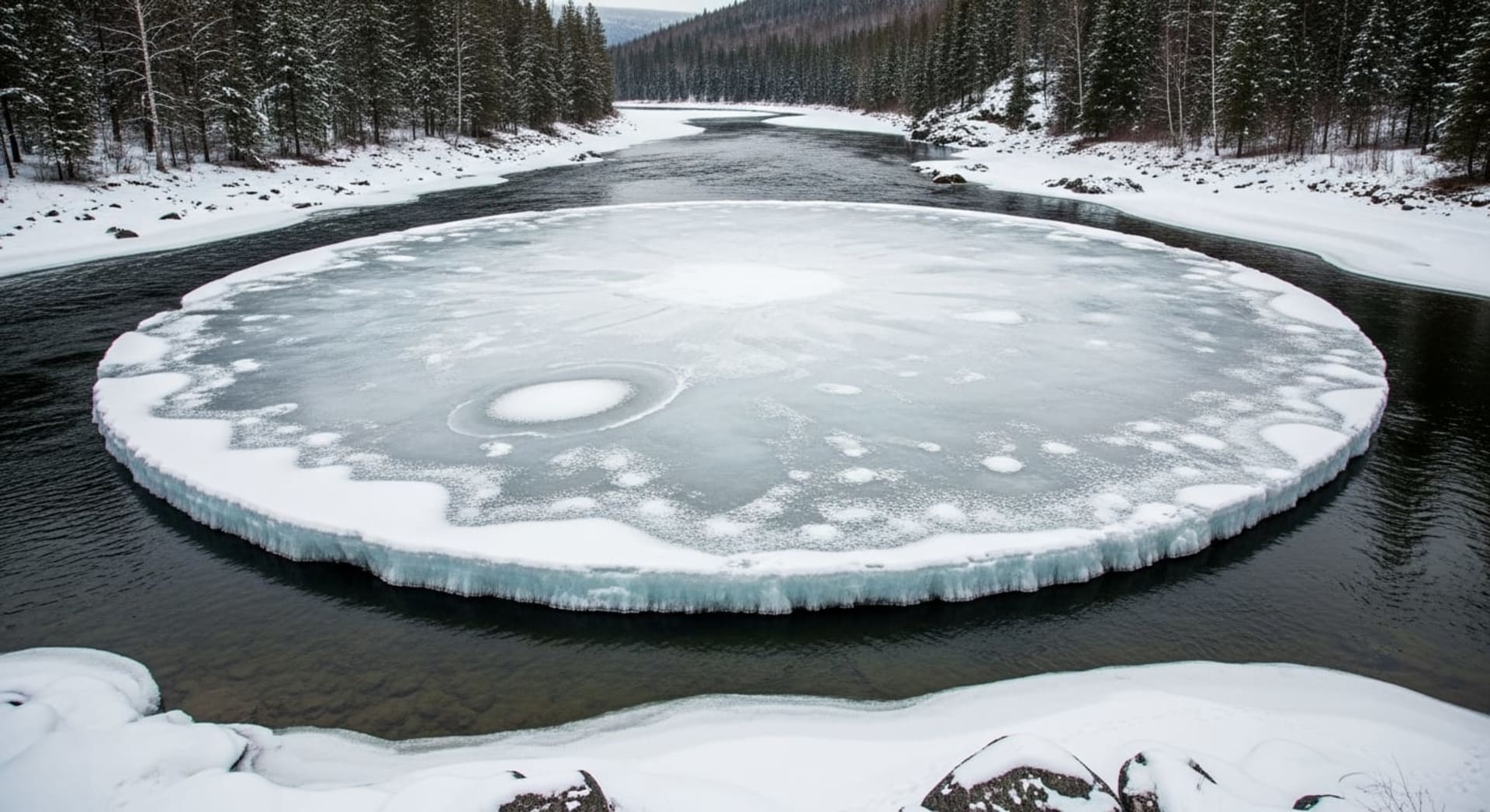 Presumpscot River Rotating Ice Disk