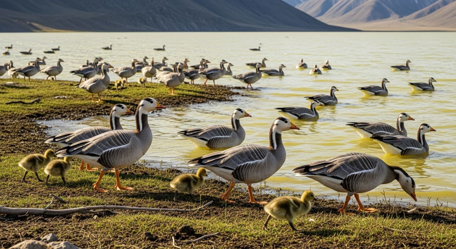 Chatyr-Kul Lake bar-headed goose breeding