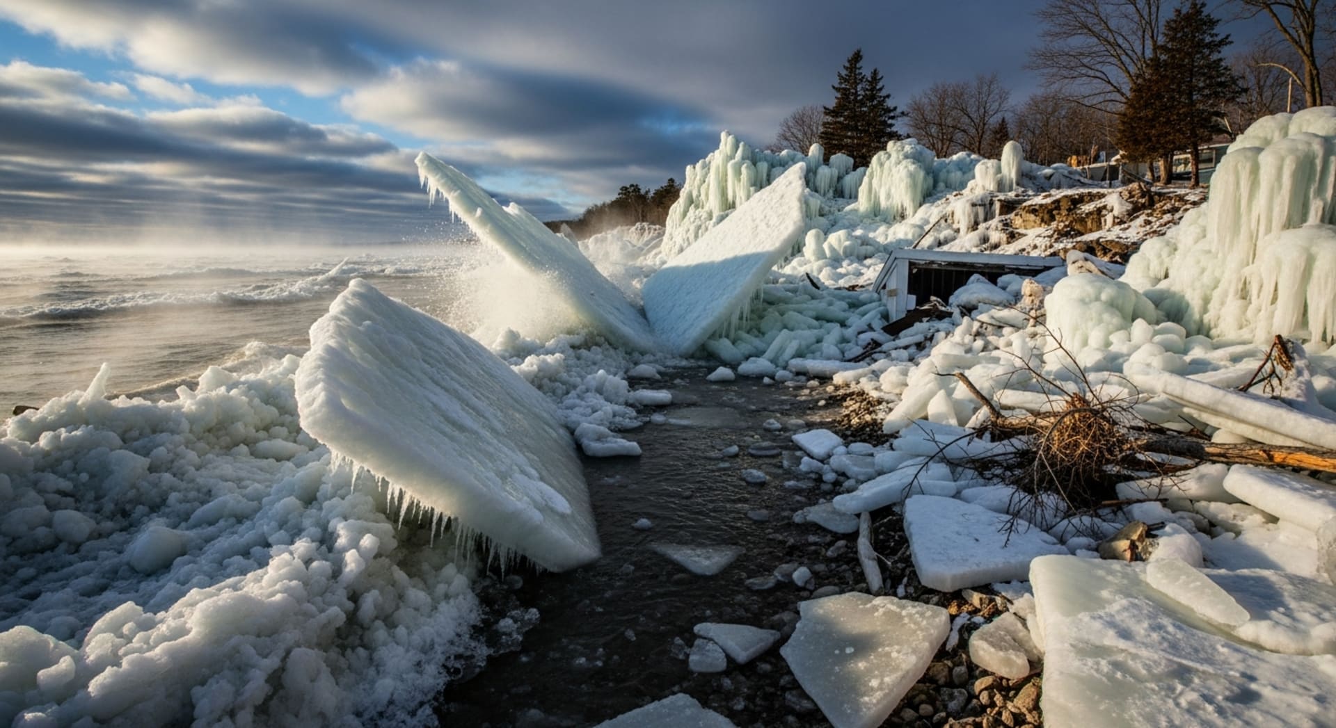 Ice shove (ice surge / ice tsunami)