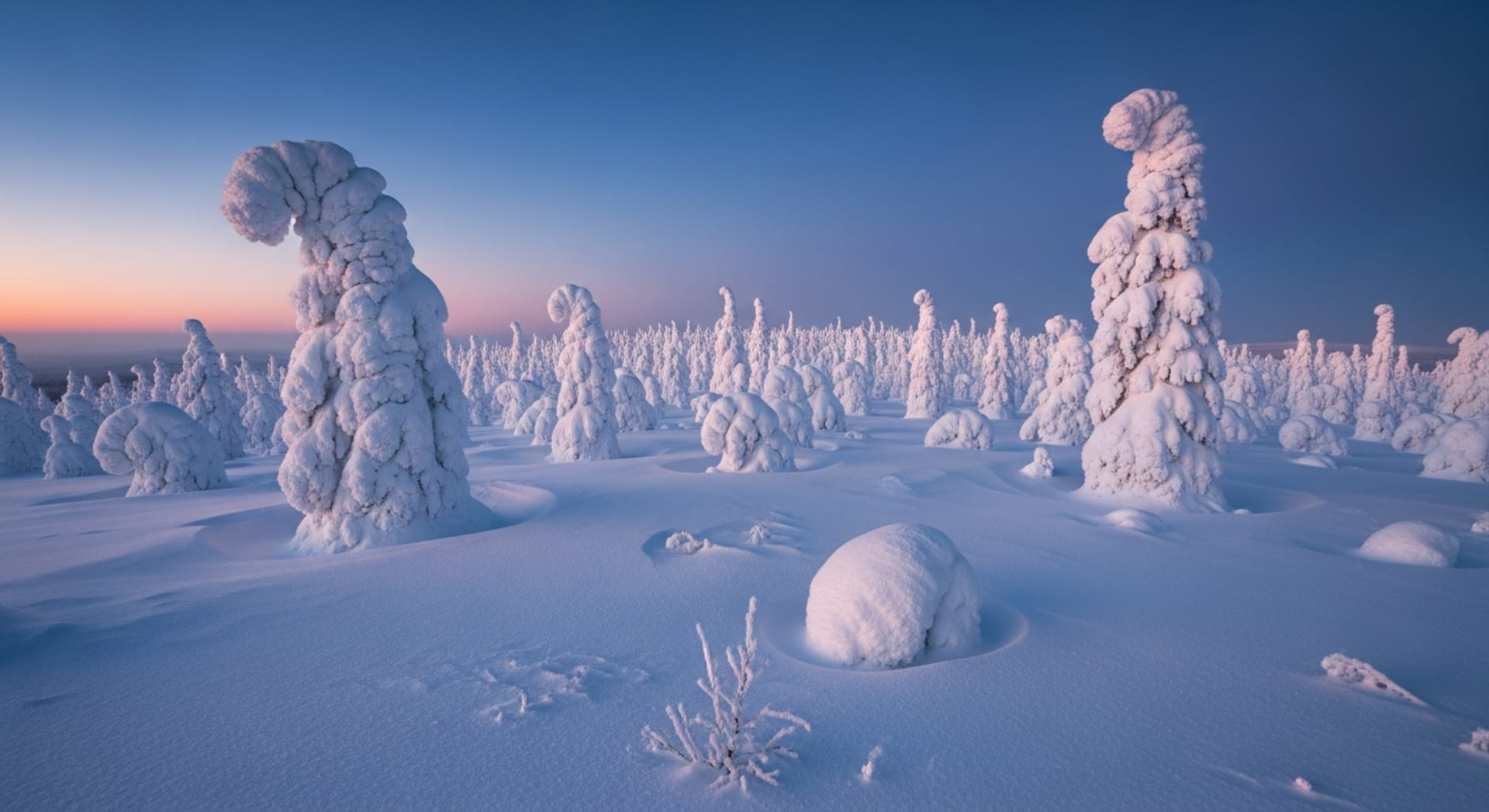 Riisitunturi Tykky (snow-crowned trees)