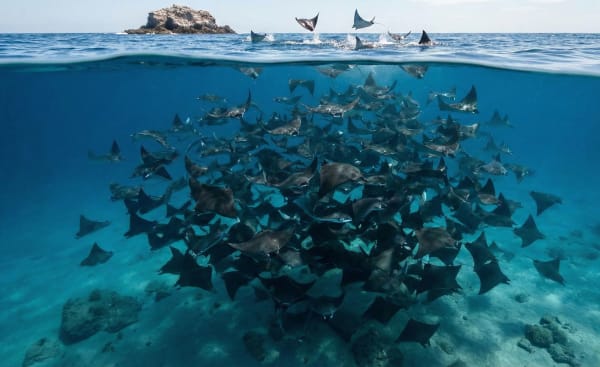 Mobula Ray Aggregation - Baja California