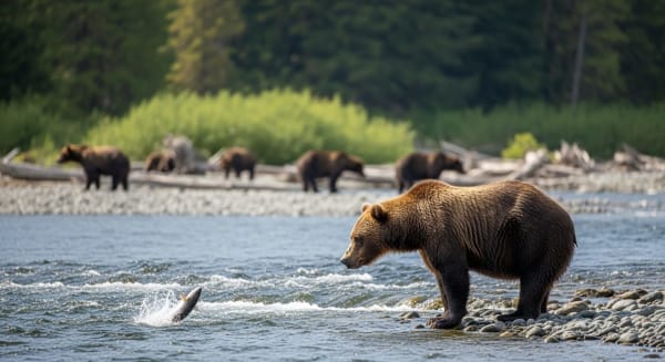 Brown Bear Salmon Run at Kuril Lake