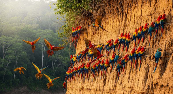 Macaw Clay Lick Dawn Swarms (Peru)