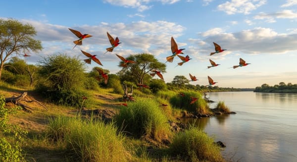 Okavango Delta Carmine Bee-eater Nesting Cliffs