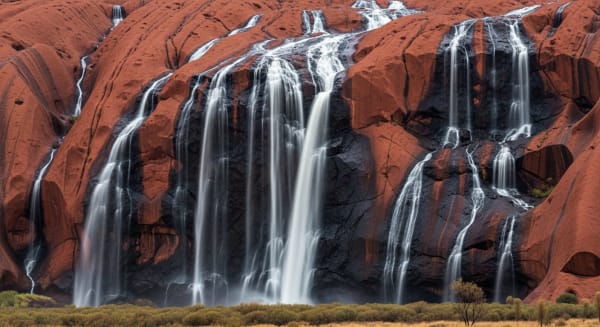 Uluru Waterfalls After Rain