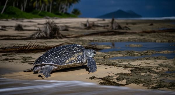 Bismarck Archipelago leatherback turtle nesting