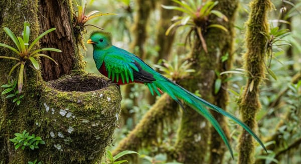 Cusuco cloud forest Resplendent Quetzal breeding
