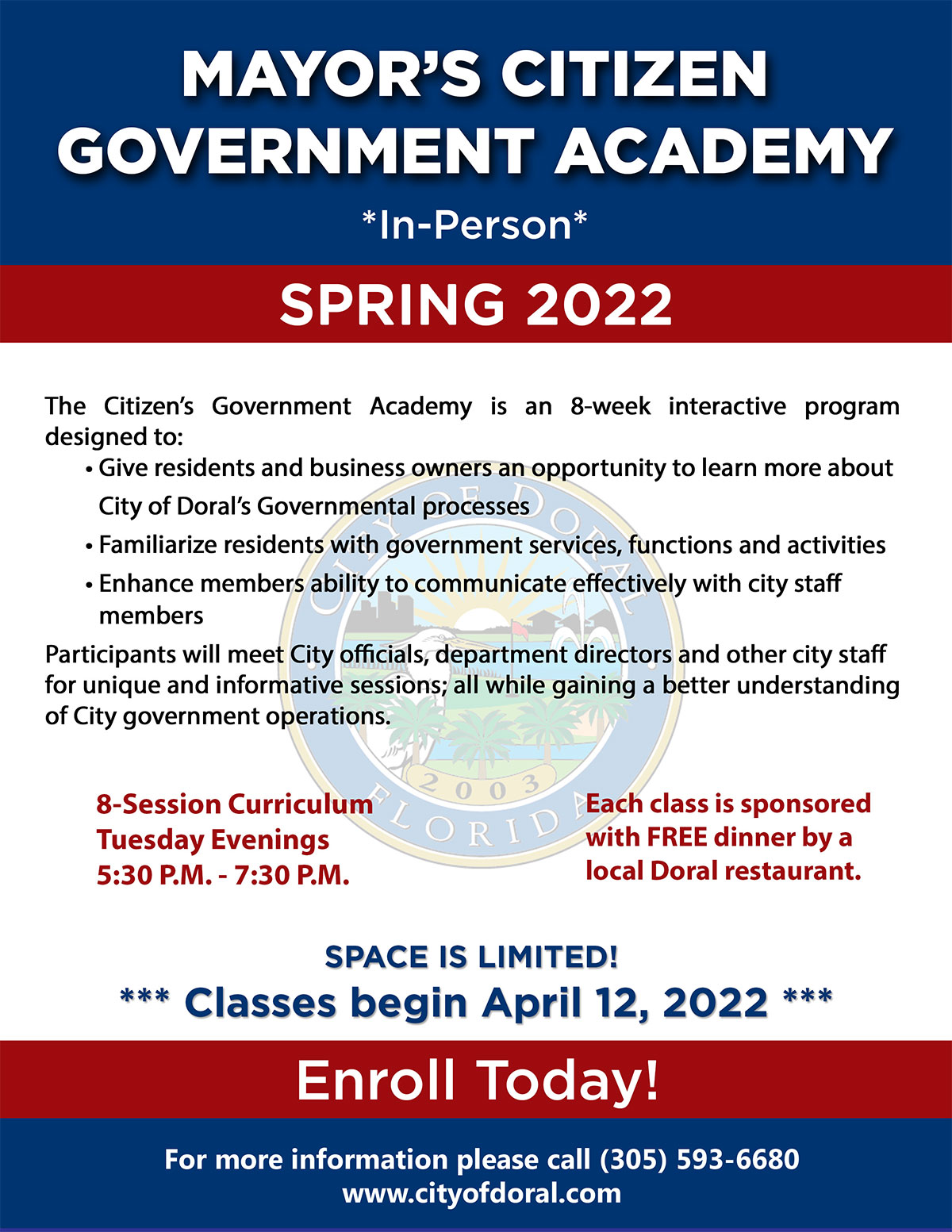 Mayor's Citizens Government Academy is Spring Session is In-person!