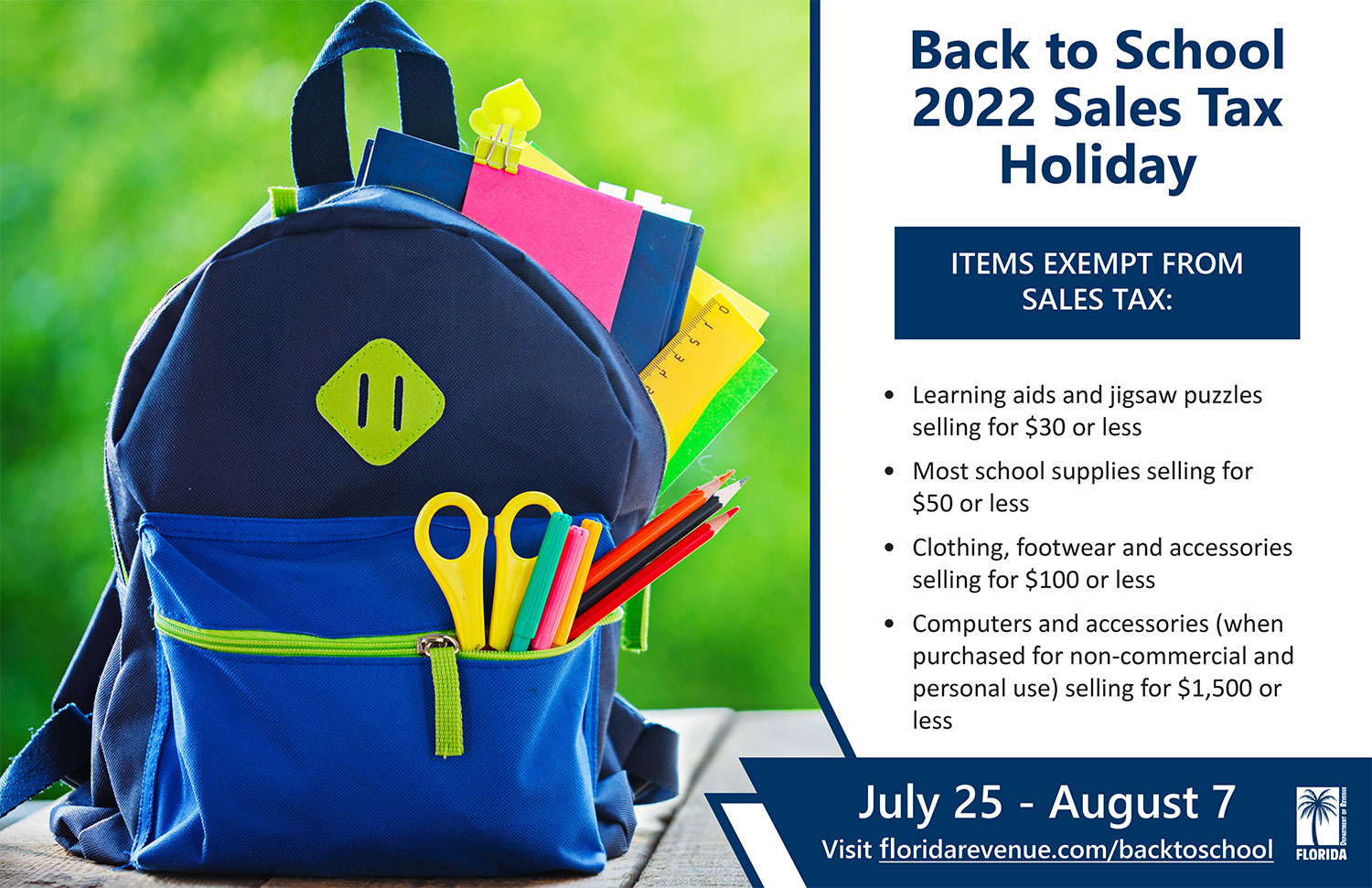 Back to School Sales Tax Holiday