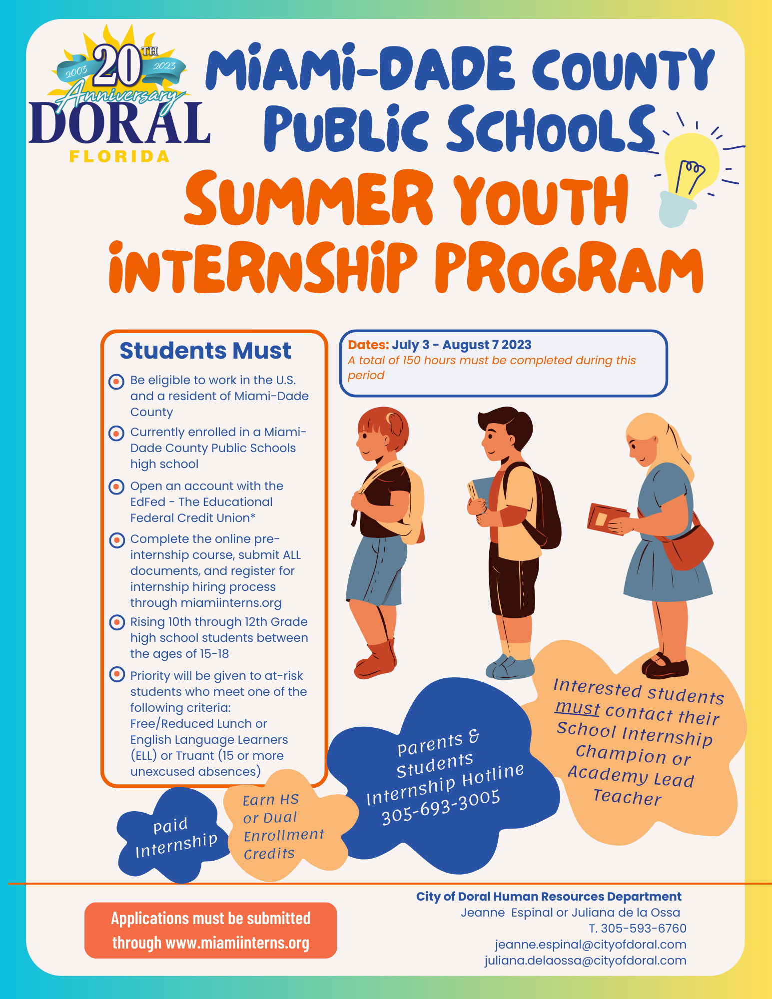 2023 Summer Youth Internship Program! · City of Doral