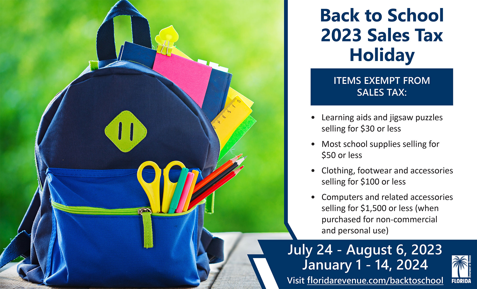 Back to School 2023 Sales Tax Holiday