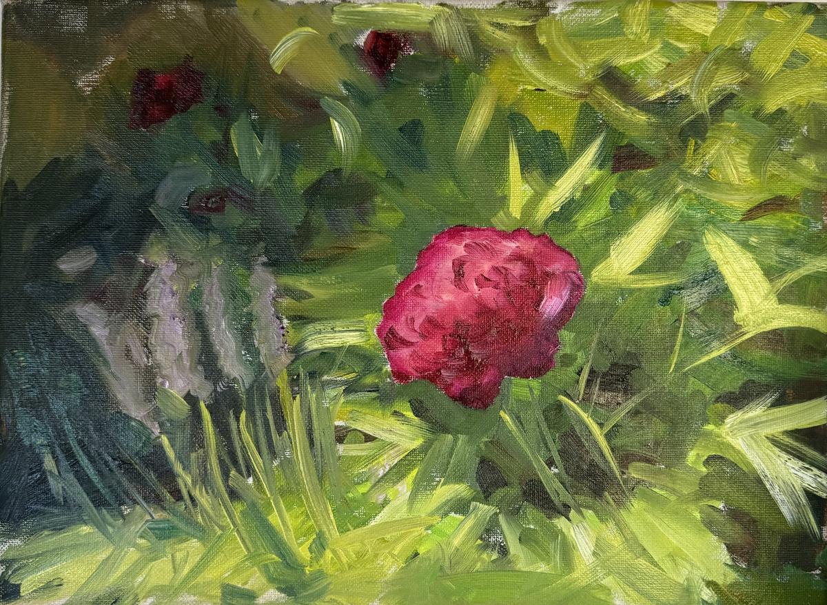 Add some fine detail on the peony piece