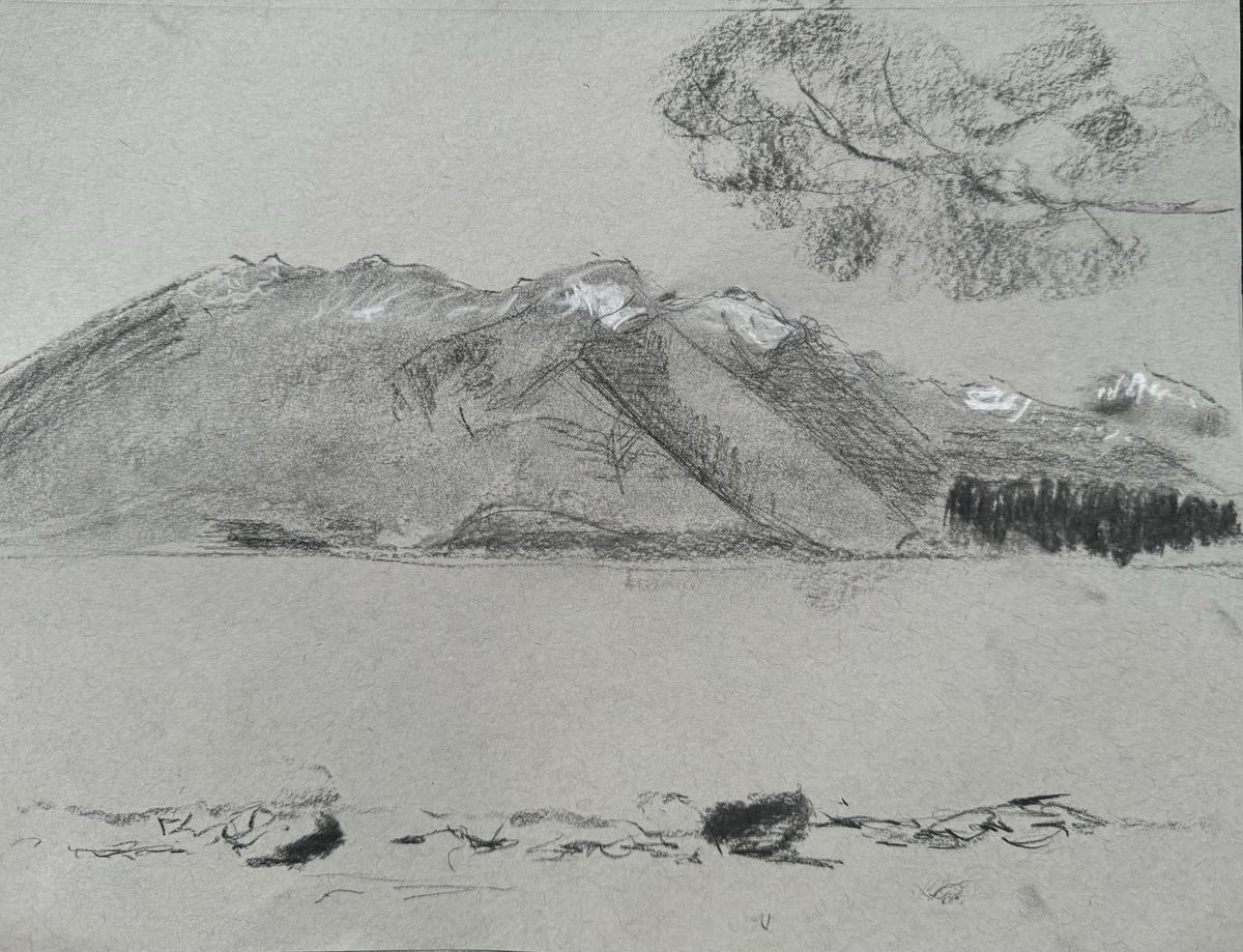 Do sketch at Wanaka Lake