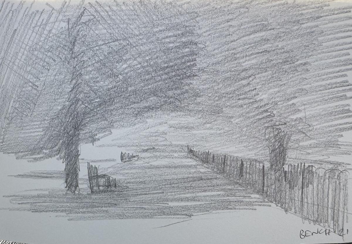 Commute sketch in St. James’s Park (bench 21)