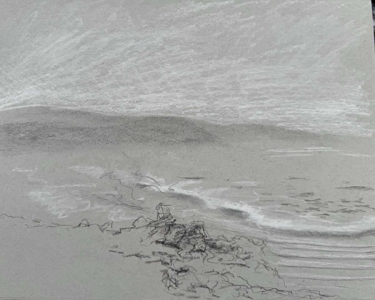 Do landscape sketch at Surfers Point