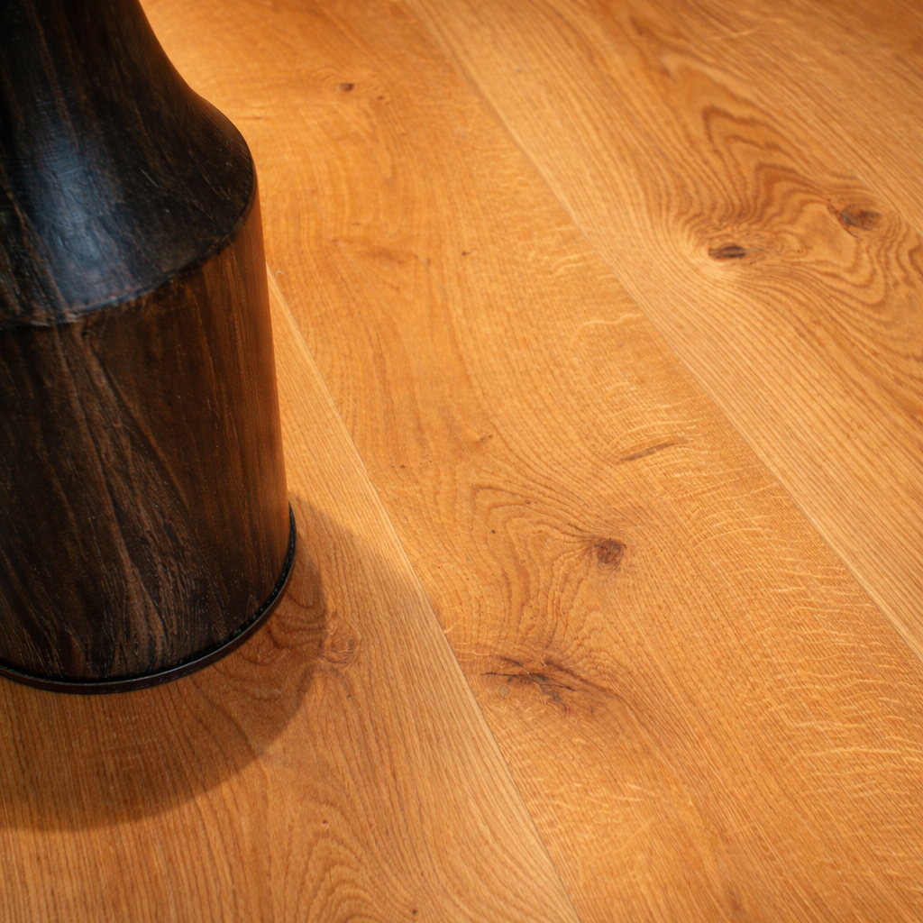 Close-up of premium wood-grain laminate flooring finish