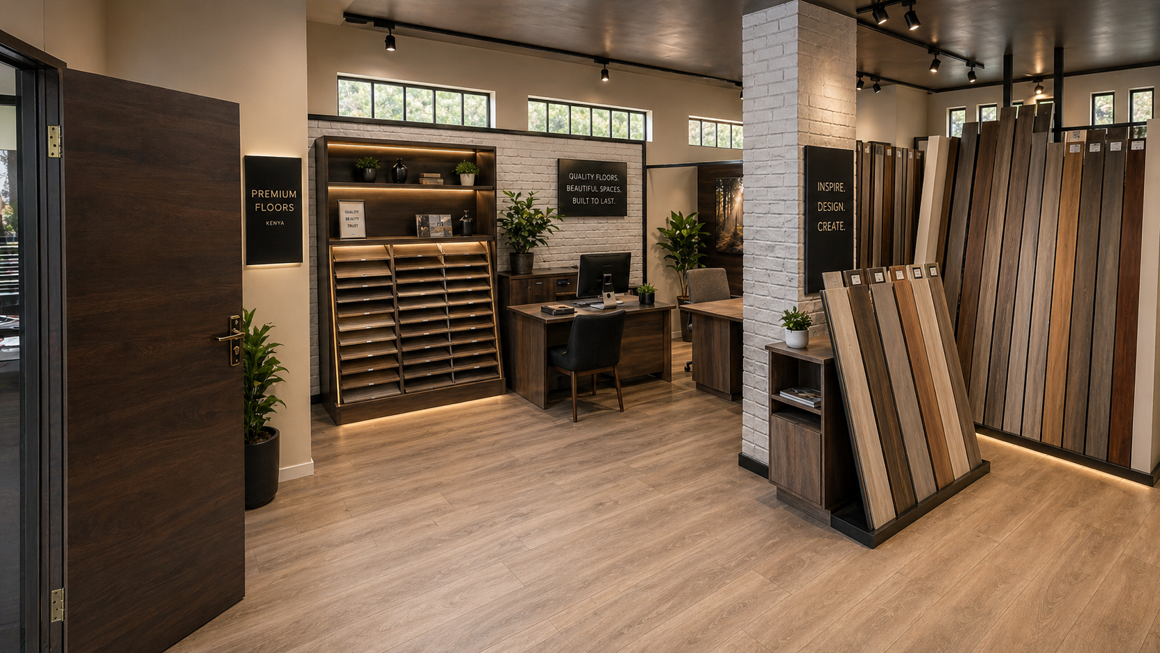 Upgraded Decomagna Karen Nairobi flooring showroom with premium laminate SPC and engineered wood displays