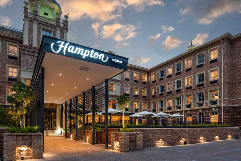 Hilton hotel entrance in Sandton Johannesburg with Quick-Step flooring project reference for Kenya