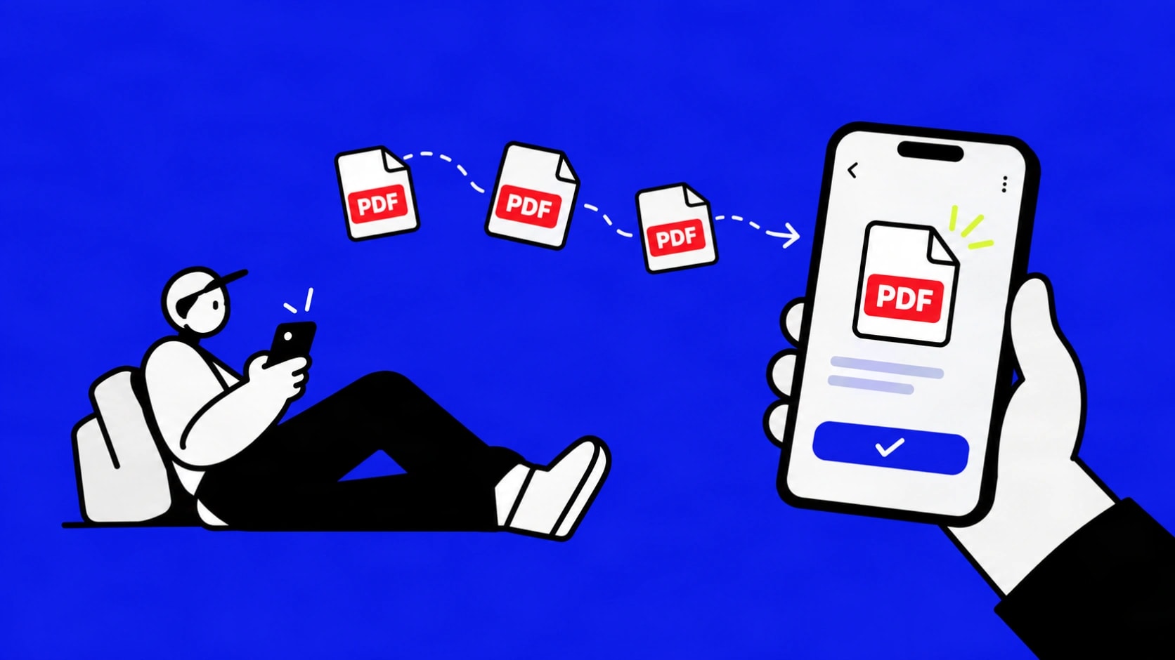 Smartphone screen showing multiple PDF files being combined into one document