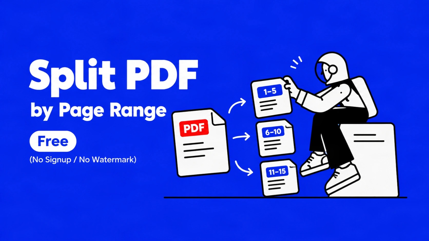 Browser interface of PDF Convex free Split PDF tool showing page range input and download option
