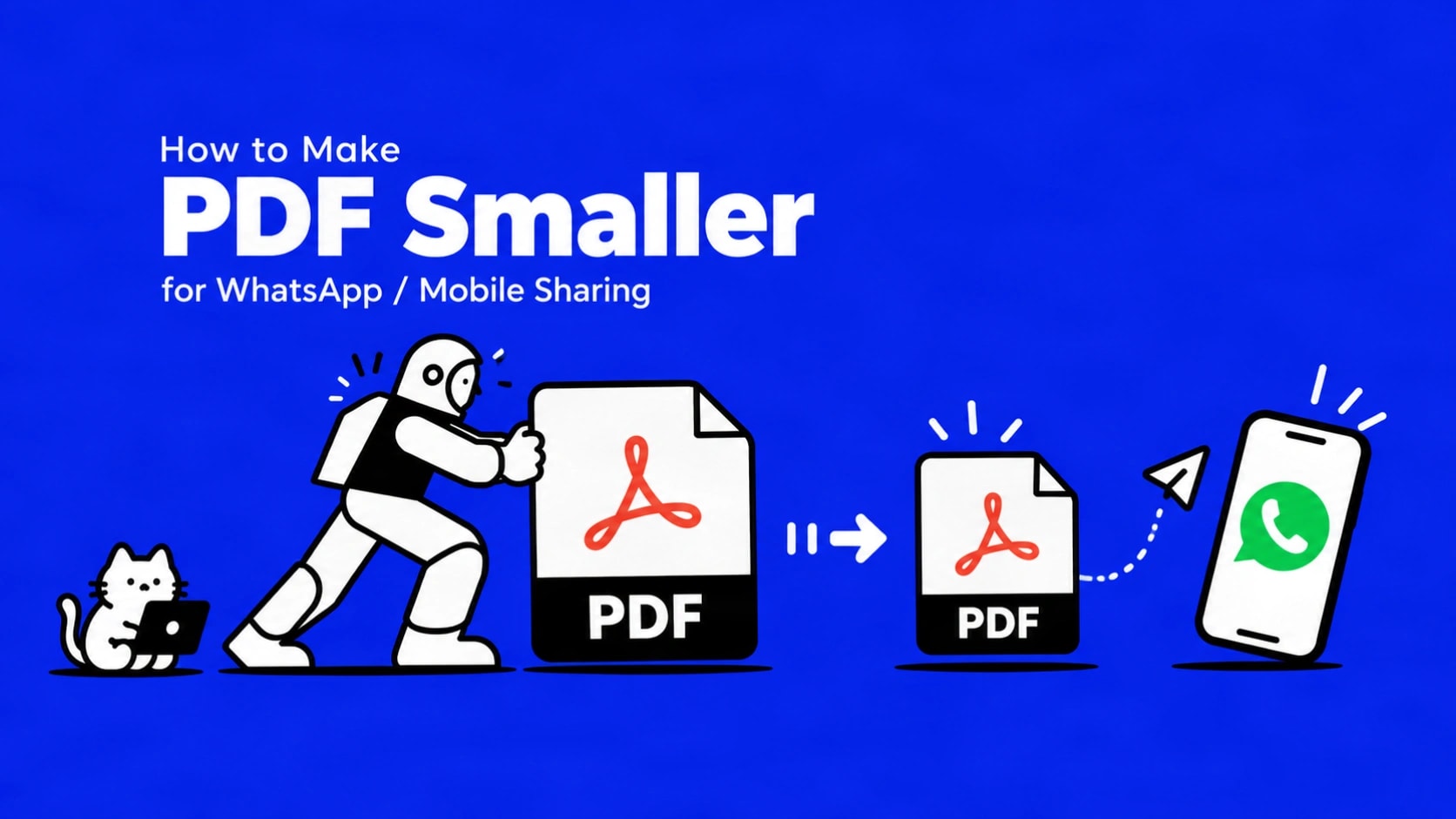 Smartphone screen showing a PDF being compressed for WhatsApp sharing