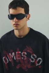 Oversized-Fit Long-Sleeved Jersey Shirt - Dark gray/Dimes SQ - Men | H&M CA