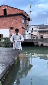 A technique that makes it appear as if one is jumping while stepping on the water's surface.