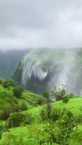 Due to strong winds this waterfall "flows" upwards.