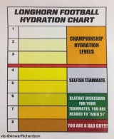 This Texas Football hydration chart lives rent free in my head when I take a piss always want to have CHAMPIONSHIP HYDRATION LEVELS