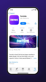 Fortnite is BACK on the App Store in the U.S. on iPhones and iPads... and on the Epic Games Store and AltStore in the E.U! It’ll show up in Search soon!   Get Fortnite on the App Store in the U.S. ➡️