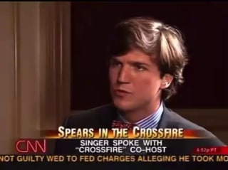Tucker Carlson and Britney Spears discussing the Iraq War on CNN in 2003